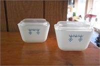 Two Covered Pyrex Refrigerator Dishes - 4.5"