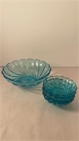 Set of Blue Seashell Swirl Bowls