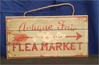 Antique Fair Flea Market Wood Sign