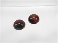 (2) Round Red Tigers Eye Cabochon Gemstones