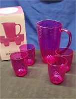 New 5 Piece Pitcher and Cup Set - Purple