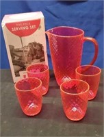 New 5 Piece Pitcher and Cup Set- Pink
