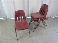 (4) Plastic Stacking School Chairs