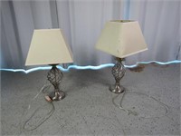 (2) Silver Toned Table Lamps