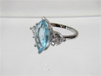 Sterling Marquise Cut Topaz 3cts Ring Size 7