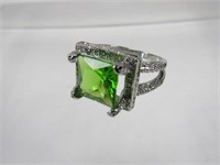 Sterling Square Cut 5ct Emerald Ring Size 7