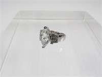Sterling Large Marquise 4cts White Sapphire Ring