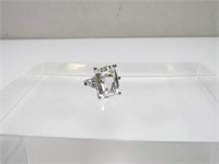 Sterling Huge 10cts Emerald Cut White Sapphire +