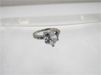 Sterling Heart Cut 3cts White Sapphire Ring Size 6