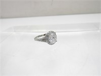 Sterling Oval Cut White Sapphire Ring Size 7