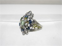 Sterling Multi Stone Sapphire/Topaz Ring Size 7