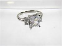 Sterling White Sapphire 3cts Ring Size 10