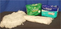 Box 2 Packs Prevail Diapers, 2 White Mop Heads