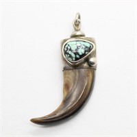 Silver & Turquoise Claw Pendant