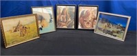 Set of 5 Native American Pictures