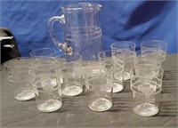 Box Glass Pitcher with 10 Juice Cups