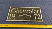 1972 Chevrolet Sign 12" x 6"