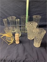 Glass vases, plastic cut- glass looking