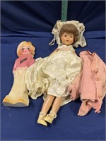 Ceramic kewpie doll and vintage broken doll