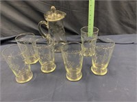 Smaller etched pitcher with matching glasses.