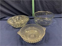 3 beautiful glass serving bowls