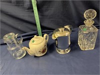 Heavy glass decanter, 3 pitchers