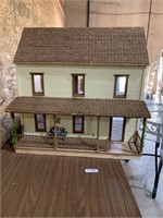 Doll House with Furniture, Attic Space. and Stand