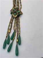 Vintage Necklace Green Stones