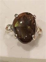 Fire Agate Ring Sterling