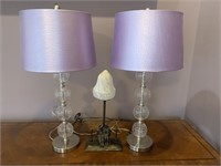 PAIR OF MODERN LAMPS PLUS ANOTHER