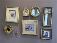 8 PC LOT OF MIRRORS/CLOCKS/PICTURES