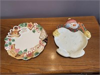 LOT OF 2 CHRISTMAS FITZ AND FLOYD PLATTERS/PLATES