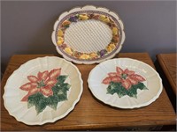 3 PC FITZ AND FLOYD HOLIDAY PLATTERS