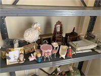 LARGE LOT OF DOLL HOUSE FURNITURE ETC