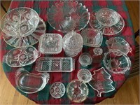 LARGE LOT OF CLEAR/CUT GLASS COVERED DISHES ETC