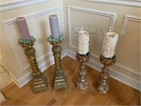 TWO PAIR OF LARGE CANDLE HOLDERS