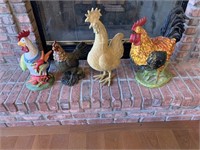 LOT OF 4 DECORATIVE ROOSTERS