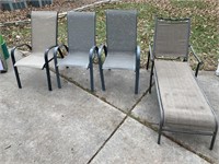 3 PATIO CHAIRS AND LOUNGE CHAIR