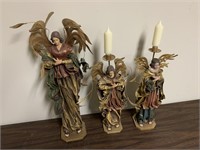 LOT OF 3 ANGELS (2 CANDLE HOLDERS)