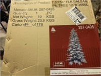 7.5' PRE LIT FLOCKED BALSAM TREE NEW IN BOX