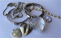 Misc Jewelry Lot - Heart, Silver Tone Motif