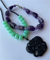 Amethyst Bracelet & Asian Stone Necklace