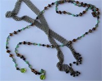 Pair of Scarf Necklaces: Semiprecious, Chainmail