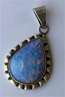 Fire Opal Pendant stamped “Mexico 925” signed
