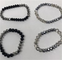 Four Beaded Elastic Bracelets Costume Jewelry