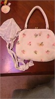 Vintage beaded purse and baby bonnet
