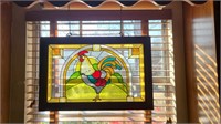 Rooster stained glass piece