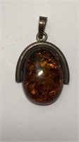 Vintage Amber in Sterling Pendant