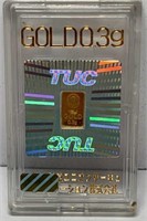 .3g Gold Bar Bullion in Case - A GREAT PRESENT!!!