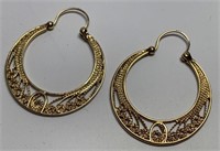 14k Filigree Hoop Earrings